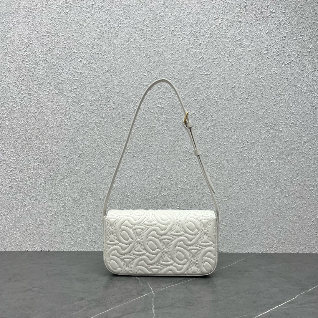 Celine Shoulder Bag Claude In Triomphe Embroidery Calfskin White/Gold 194143